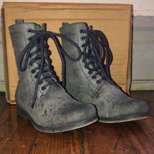 Vegetarian Shoes Vintage Boot Grey Raw Vegetan Bucky Vegan Sz 37 6